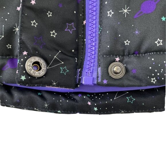 Cat & Jack Infant size 12 months Hooded Puffy Jacket Black Stars Solar System - Picture 7 of 10